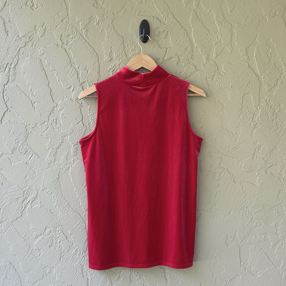 Chico's Women's 1 Berry Red Medium Sleeveless Velvet Cowl Neck Tank Top NWOT